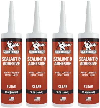 Liquid Rubber Waterproof Sealant & Adhesive Caulk, Clear, 10.2 oz, 4 Pack