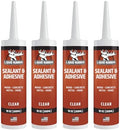 Liquid Rubber Waterproof Sealant & Adhesive Caulk, Clear, 10.2 oz, 4 Pack