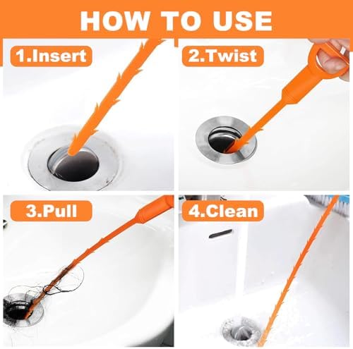 Drain Snake Clog Remover - 6 Pack 20 Inch Flexible Hair Tool
