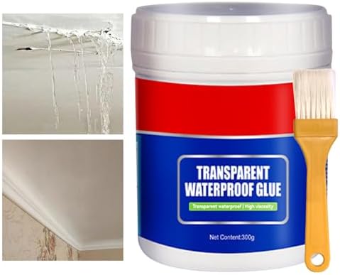 Invisible Waterproof Agent with Brush 300g Transparent Repairing Liquid Leak-Proof Sealant Glue Adhesive Clear Super Strong Adhesive Coating for Exterior Wall Cracks Tile Walls Toilet Leaks Etc
