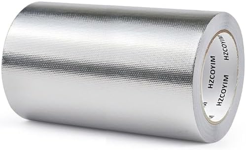 Silver Aluminum Foil Adhesive Tape 8in x 66ft High Temperature Resistant Heat Shield Blocking Tape for Air Conditioning Pipe/HVAC/Car Exhaust Pipe