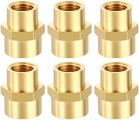 METALLIXITY 12PCS 3/8" FeMale NPT x 1/4" FeMale NPT Thread Brass Coupling | Brass Pipe Fittings, Coupler Hex Head Adapter for Water Line, Tub Spout/Shower Head
