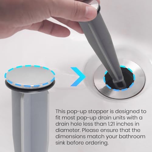 (4-Pack) Calvana Bathroom Sink Pop-Up Stoppers, Compatible with Moen 88994, Not Universal, Fits Drains with Holes Less Than 1.21", Overall Height 4.87", Outer Diameter 1.21", Chrome Finish