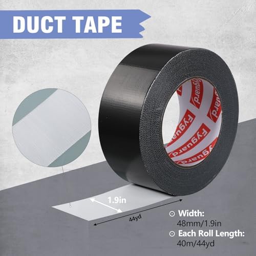 3Pack Black Duct Tape 2IN x 132Yd Total Heavy Duty Waterproof Tape | 8.27Mil All Weather Hand Tearable Duct Tape for Indoor Outdoor Emergency Repairs Duct Sealing Wire Bundling Fixation DIY