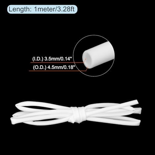 MECCANIXITY Silicone Heat Shrink Tubing 1.7:1 Ratio 9/64"（3.5mm) ID x 11/64"（4.5mm) OD 3.28ft(1m) Silicone Rubber Hose Insulation Sleeve for Automotive Wiring Marine, White