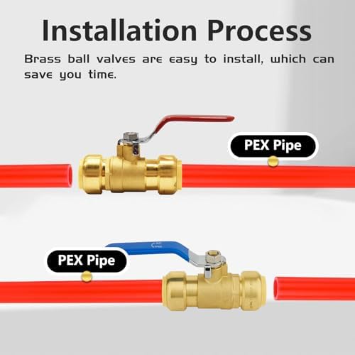 4-Pack Foskan 3/4" Push Fit Full Port Ball Valve with Disconnect clip, Brass Push-to-Connect Shut-off Valve for Hot and Cold Water Application(Blue and Red)