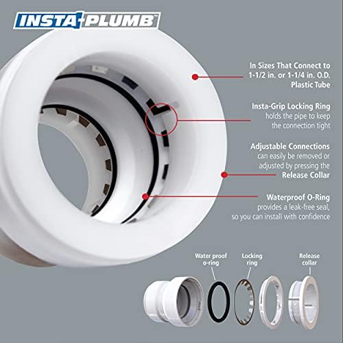 Keeney Insta-Plumb 1-1/2 in. Straight Tubing Coupling - Push Fit System, White