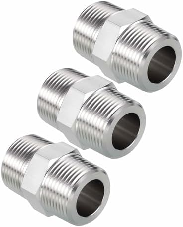 Pack of 3, 1" Male NPT To 1" Male NPT SUS304 Hex Nipple | Solid Male Pipe Adapter Hose Connectors for Pipe Repair, Bathroom Remodel, Tool Extensions, Compression, Irrigation
