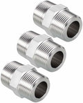 Pack of 3, 1" Male NPT To 1" Male NPT SUS304 Hex Nipple | Solid Male Pipe Adapter Hose Connectors for Pipe Repair, Bathroom Remodel, Tool Extensions, Compression, Irrigation