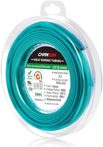Chanzon 3:1 Ratio 1/4" (6.4mm) Heat Shrink Tubing 8Ft Roll Green