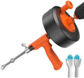 Drain Auger, Plumbing Snake With Drill Adapter, 35ft Heavy Duty Flexible Sink Steel Plumbing Auger Bathroom Hair Clog Removal Tool, Manual Or Powered - No auto retract or feed