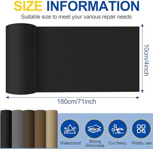 Fabric Repair Tape, Self Adhesive Canvas Repair Patch Kit Black 4" x 71"