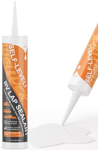WELLUCK 1PC Self Leveling RV Roof Sealant Lap for RV Roofs, White Flexible Repair Caulking Rubber Epdm Sealant for Camper Motorhomes Trailers, Secure Odorless Waterproof & UV All Weather Adhesive