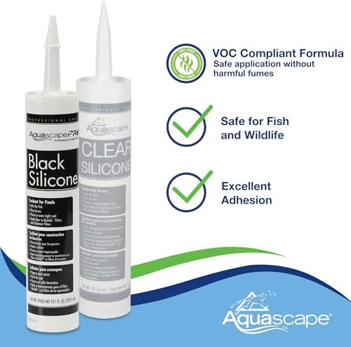 Aquascape Clear Silicone Sealant, Safe for Fish and Plants, 10.1-Ounce Caulk Tube | 82000