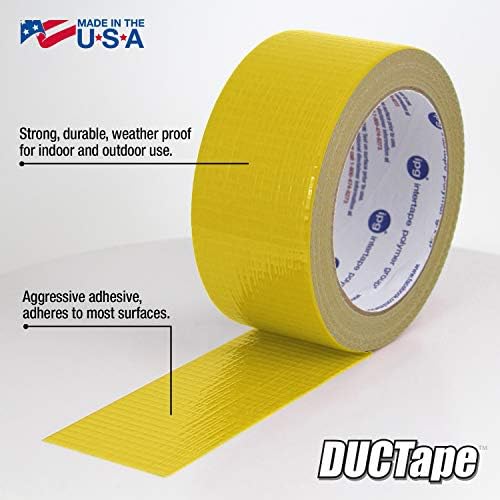 IPG JobSite DUCTape, Colored Duct Tape, 1.88" x 20 yd, Yellow (Single Roll)