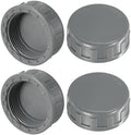 M METERXITY 4-Pack PVC Pipe End Cap Plug Adapter 1-1/4 In, Female Thread | Gray, Water End Cap Connector, Inner Teeth Pipe Plugs, for Outside Lawn, Yard/Watering Irrigation Systems