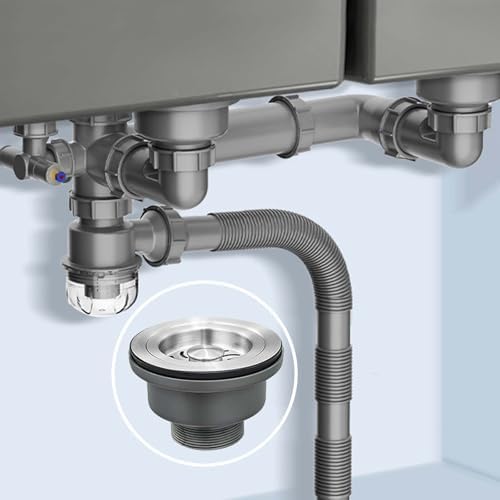 3-1/2 ‘’Kitchen Sink Drain Assembly Kit 304 Stainless Steel Sink Strainer Drain Basket Replacement with Sink Stopper Sealing Lid for Kitchen Bathroom Drain Kit