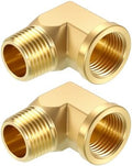 METALLIXITY 2PCS 1/2"FNPT x 1/2"MNPT 90 Degree Brass Barstock Street Elbow | Thread Brass Forged Pipe Fittings Adapters for Water Line, Tub Spout/Shower Head