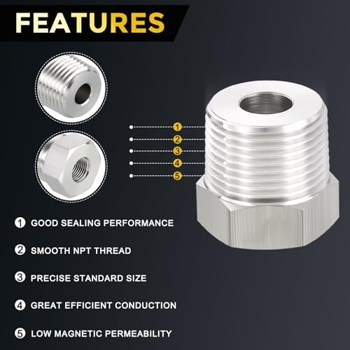 METALLIXITY 1PCS 3/4"MNPT x 1/8"FNPT Threaded SUS304 Hex Bushing Extension | 304 Stainless Steel Pipe Fittings, Tube Adapters Convert for Water Line, Tub Spout/Shower Head