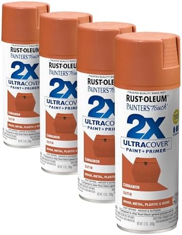 Rust-Oleum 334061 Painter's Touch 2X Ultra Cover Spray Paint, 12 oz, Satin Cinnamon (Pack of 4)