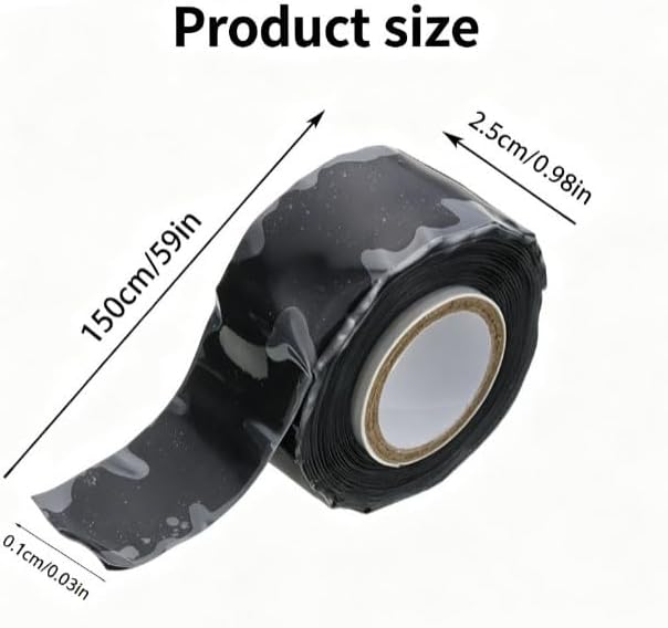 Black Seal Self-Fusing Silicone Repair Tape, Waterproof Pipe Sealing, Stretch-Resistant Tape Weatherproof Self Fusing Sealing Tape for Emergency Pipeline Repair/Cable Bandage/Tool Fixing