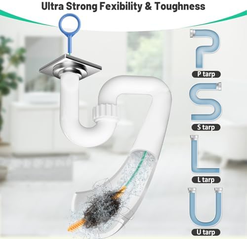 Reusable Drain Snake Hair Clog Remover, 30 inch Drain Cleaner Tool (5 Pack)
