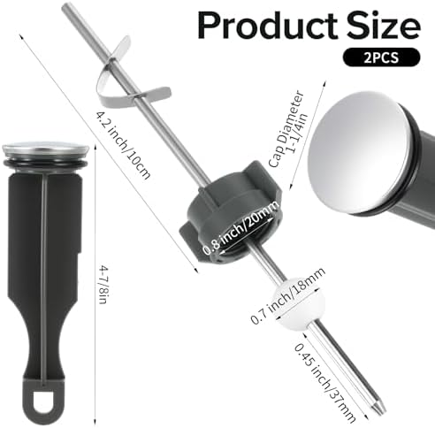 2 Pcs Sink Drain Parts, Pop Up Stopper Assembly Sink Stopper Replacement