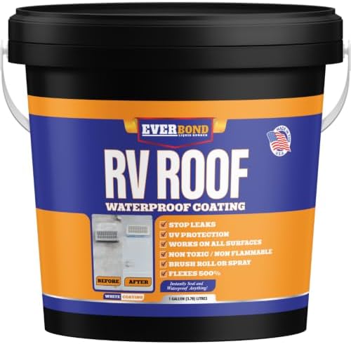 RV Roof Coating - Liquid Rubber RV Roof Sealant for Camper Roofs, Trailers, Motorhomes, and Metal Buildings - Roof Cooling White 1 Gallon - Made In USA