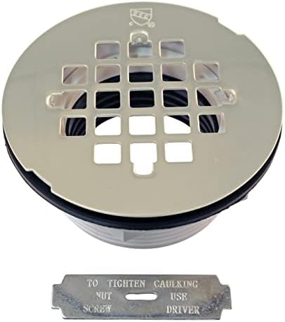 Westbrass D206P-05 2" No-Caulk PVC Compression Shower Drain with 4-1/4" Round Grid Cover, Polished Nickel
