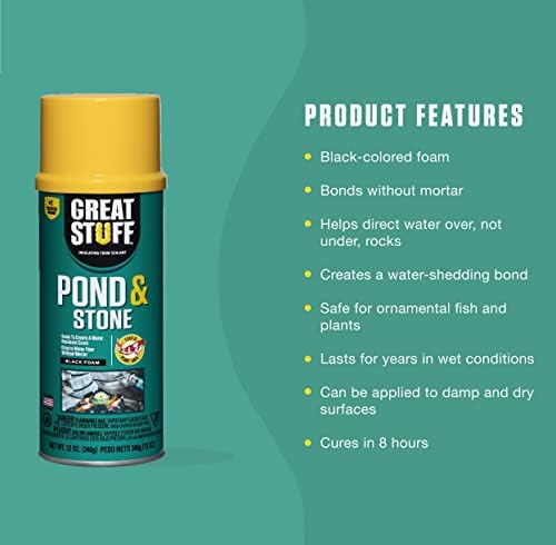 GREAT STUFF Pond & Stone Gap Filler | Insulating Foam Sealant, 12 oz. Can – Black