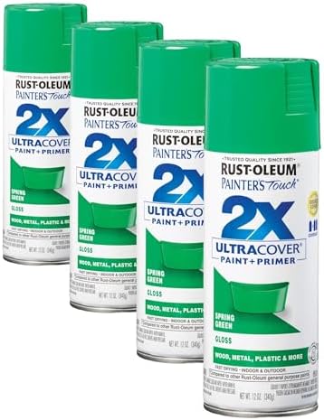 Rust-Oleum 334055 Painter's Touch 2X Ultra Cover Spray Paint, 12 oz, Gloss Spring Green (Pack of 4)