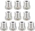 METALLIXITY 10PCS 1/2" MNPT x 1/8" FNPT Thread SUS304 Hex Bushing Extension | 304 Stainless Steel Pipe Fittings, Tube Adapters Convert for Water Line, Tub Spout/Shower Head