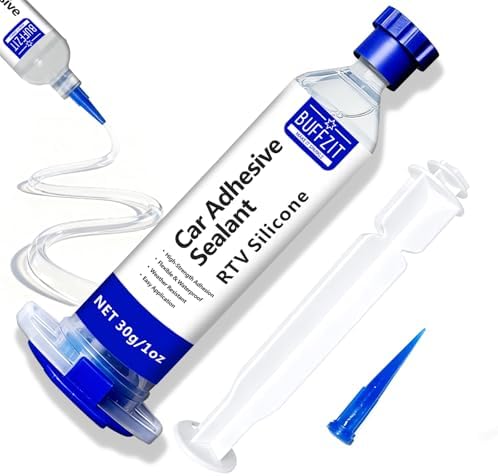 Silicone Sealant RTV 100% Silicone Waterproof Sealant – All-Purpose Caulk for Car, Kitchen, Window, Bathroom, Door – High Strength, Anti-Shrink & Crack (Clear, 30g/1oz)