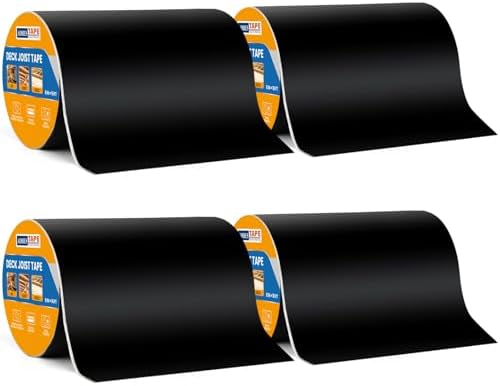 ADHES Deck Joist Tape, 8" x 16', 4 Rolls Weather Resistance & Waterproof | Butyl Joist Tape for Decking, Deck Flashing Tape, Ideal for Wood Decks Beams Roof, Outdoor Construction Use