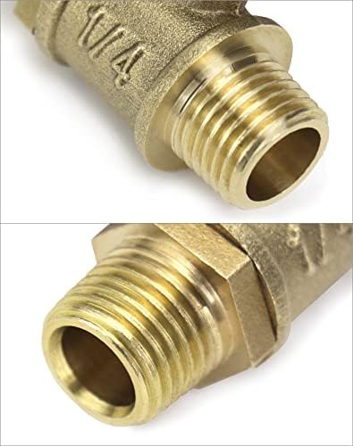 QWORK Ball Valve, 3 Pcs 1/4" Heavy Duty Brass Ball Valve Shut Off Switch, 1/4" Male x Male NPT Thread Pipe Fitting Air Compressor Shut Off Valve