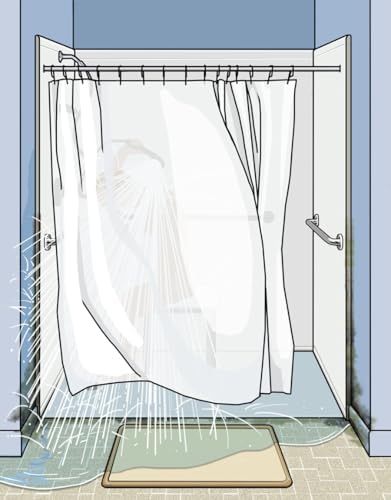 30" Shower Curtain Water Barrier & Leak Guard Kit – Side Seal System Stops Water Leaks, Blow-in & Splashing – Keeps Water in Tub or Shower – Easy Install, Works with Any Curtain (30” Wall Channels)