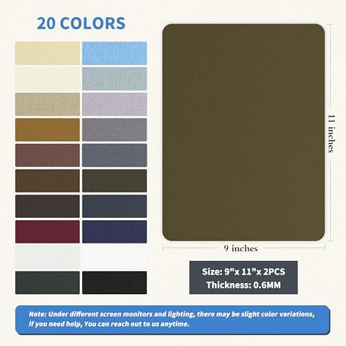 KING MOUNTAIN Canvas Repair Patch 9 x11 Inch 2 Pcs Self-Adhesive Waterproof Fabric Patch for Sofas, Tents, Furniture,Tote Bags, Car Seats (Dark Green)