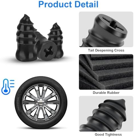 Linkstyle 100PCS Tire Repair Kit, Screw-in Tire Plug Set with 3 Sizes Rubber Plugs, Flat Tire Puncture Repair Screws for Car Truck Motorcycle SUV Roadside Emergency Fix with Screwdriver & Storage Case