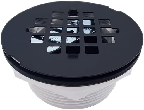 Westbrass D206P-5-62 2" No-Caulk PVC Compression Shower Drain with 4-1/4" Round Grid Cover, Matte Black (5-Pack)