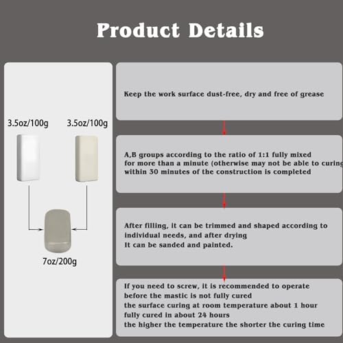 Marble Repair sealant,Super Diamond Mud Seal,Stone Broken Gap Hole Waterproof Repair mud,7oz/200g Fast Repair Metal AB Epoxy Putty for Wood Metal Glass Plastic Stone Ceramics (Black, 7oz)