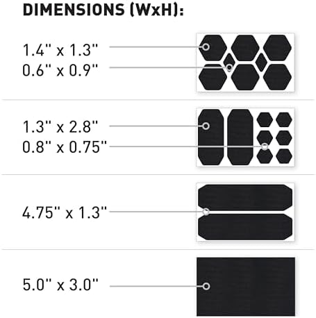 GEAR AID Tenacious Tape Repair Patches – Peel-and-Stick Nylon Gear Patches for Jackets, Tents, Sleeping Bags, Backpacks, and Outdoor Gear – Fix Rips, Tears, and Holes, 19 Various Sizes, Black