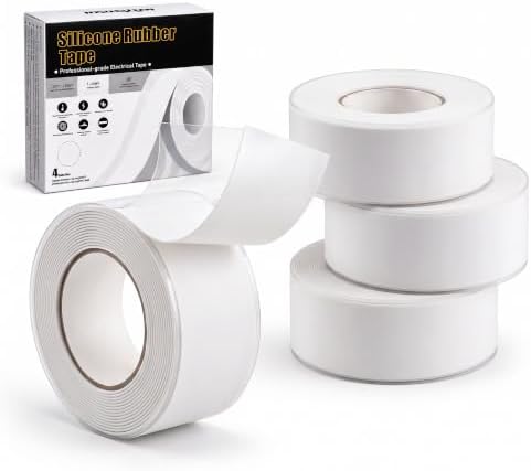 White Self Fusing Silicone Tape 4 Rolls Plumbers Tape 1 in x 10 Ft | Flex Seal Tape for Leak, Garden Pipe Repair Kit, Self Adhesive Tape for Outdoor, Insulating Electrical Tape, Heat Resistant