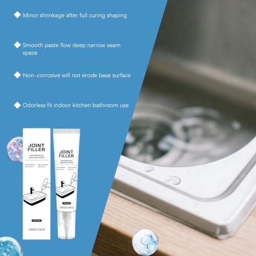 Waterproof Gap Filler Paste Kit, Joint Filler,150ml Super GapFiller Waterproof Joint Filler Paste,Apply on Tile Sink Window Toilet Base Seam(2pcs)