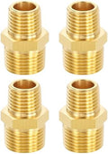 METALLIXITY 4PCS 3/8" MNPT x 1/4" MNPT Thread Brass Hex Nipple Adapter | Male Straight Extension Adapters, Brass Pipe Fittings for Water Line, Tub Spout/Shower Head