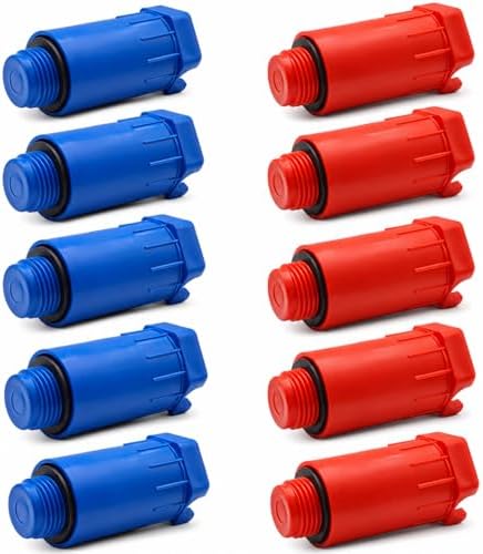 (Pack of 10) 1/2" Water Pressure Construction Testing Plugs with Sealing Gaskets – Red & Blue