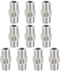 METALLIXITY 10PCS 1/4" MNPT x 1/4" MNPT Thread SUS304 Hex Nipple Adapter | Male Straight Extension Adapters, 304 Stainless Steel Pipe Fittings for Water Line, Tub Spout/Shower Head