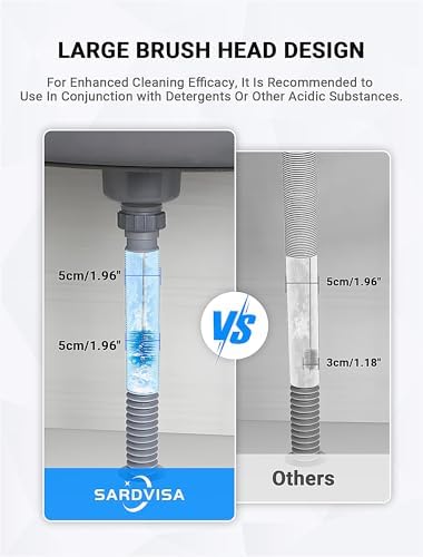 SARDVISA 66 Inch Drain Cleaning Brush, Flexible Long Pipe Cleanner Tool