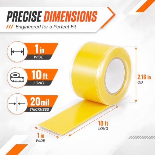 Self Fusing Silicone Tape 4 Rolls Emergency Plumbing Repair 1 In x 10 Ft | Self-Amalgamating Tape, Adhesive-Free, Emergency Repair Of Leaking Hose, Insulating Cable Applications, Vibrant Yellow Design