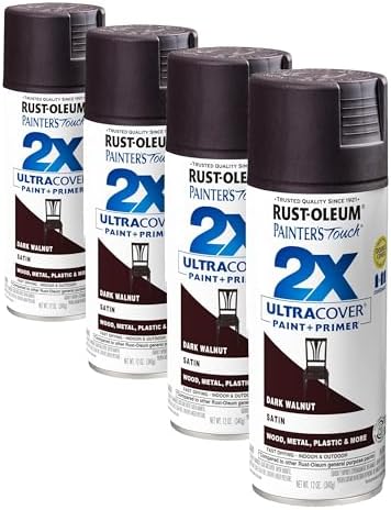 Rust-Oleum 334064 Painter's Touch 2X Ultra Cover Spray Paint, 12 oz, Satin Dark Walnut (Pack of 4)