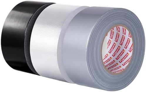 3Pack Duct Tape 2In × 132Yd Total Heavy Duty All-Weather Waterproof Tape | 8.26Mil Adhesive Repair Duct Tape for Indoor Outdoor Repair Fixation Reinforcement Sealing(Black Silver White)